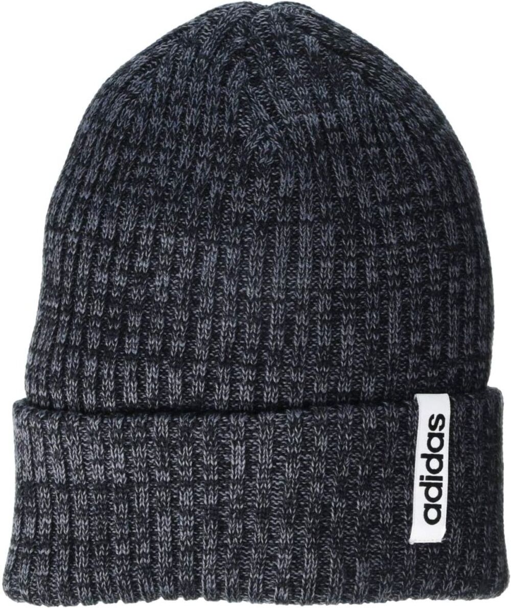 Adidas Hawthorn Fold Gray & Black Heathered Knit Beanie Cap